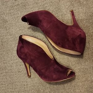 Halogen Open Toe Suede Booties Size 8 | Color: Maroon